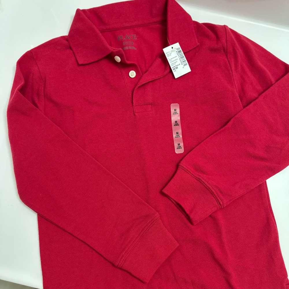 Boys children’s place red long sleeve polo size medium